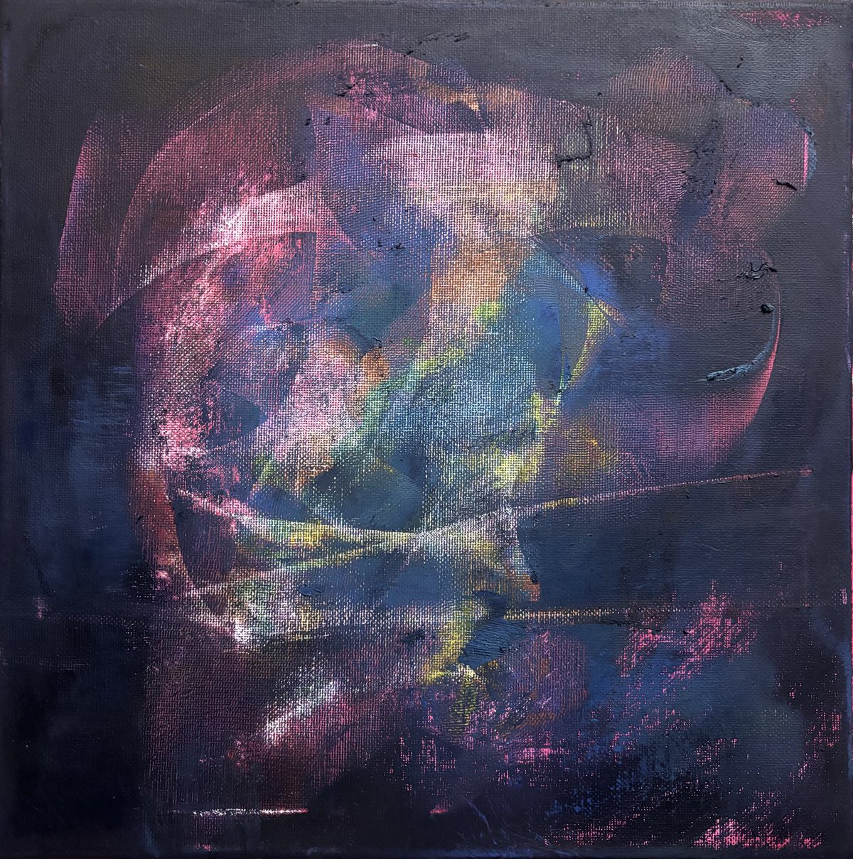 Antipsychotics - A dark nebula — pink, blue, and yellow smoke pressed under black.