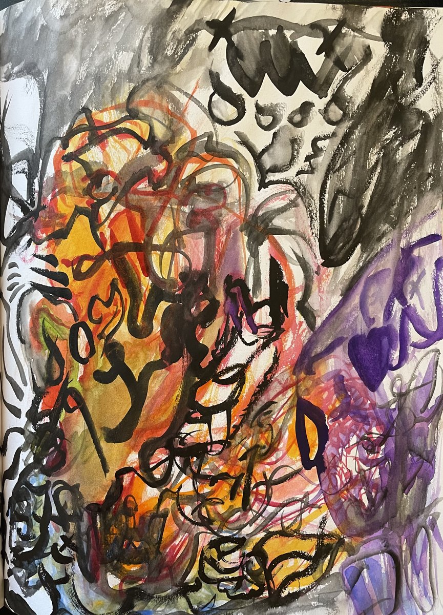 Watercolor (Fire) - Orange-red watercolor fire study.