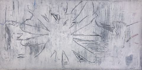 Amanda Askell - A pale, nearly monochrome surface contains faint graphite-like lines suggesting wings or a central body, with large…