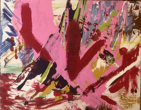 Don Quixote (Love) - Pink force moving through a thicket of color; affection as momentum.